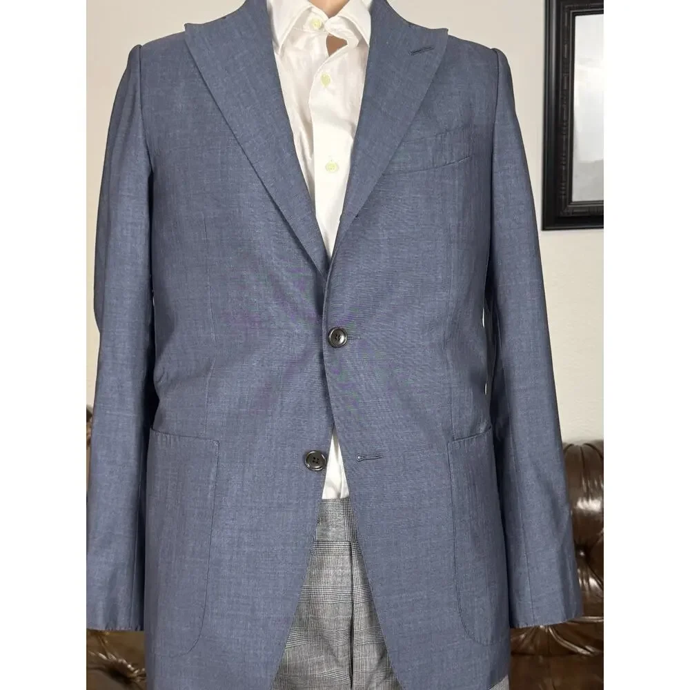Tom Ford Wool Silk Sport Jacket Blue Peak Lapel 48 IT/ 38 US